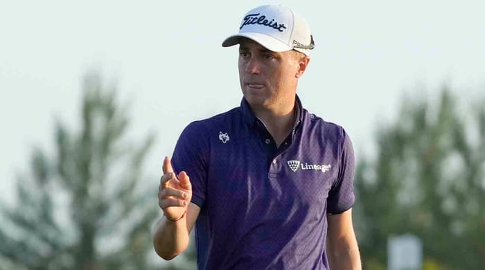 Justin Thomas is pictured at the 2023 Hero World Challenge at the Albany Golf Club in New Providence, Bahamas.
